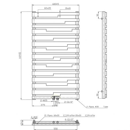 Calorifer Albastru, 112x60 cm, 662 W, 15 elementi, radiator Portprosop din otel, Emir