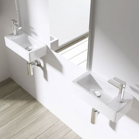 Lavoar EGO-305, 36x18 cm, montaj pe perete, ceramica sanitara alba, cu gaura baterie