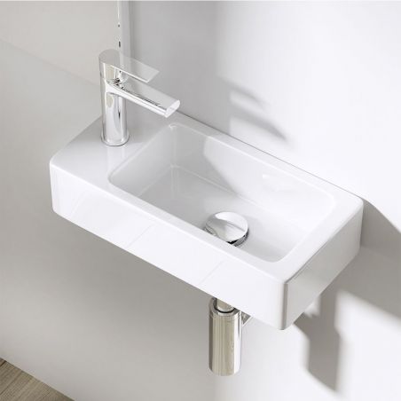 Lavoar EGO-305, 36x18 cm, montaj pe perete, ceramica sanitara alba, cu gaura baterie