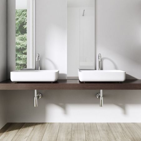 Lavoar EGO 812, Alb, lucios, 55x40 cm, montaj pe blat, compozit marmura