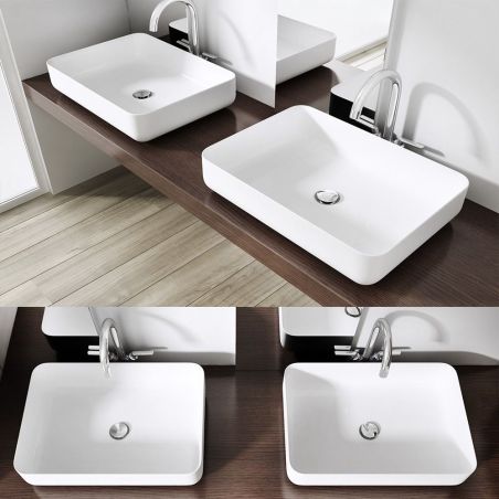 Lavoar EGO 812, Alb, lucios, 55x40 cm, montaj pe blat, compozit marmura