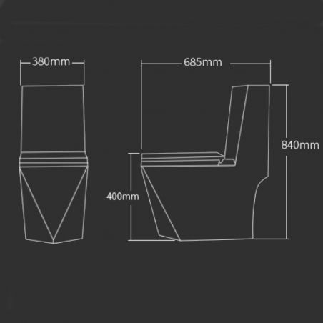 Vas WC Enrico, Rimless, SifonFlush, Negru Mat, Power color, 68x38 cm, Rezervor Inclus, montaj podea, capac cu soft-close inclus