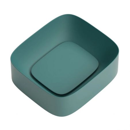 Lavoar Marsala , Verde, capac scurgere inclus, ceramica sanitara, 43x38 cm, montaj pe blat