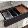 Chiuveta bucatarie dubla, apron front, aparent, stil farmhouse, incastratata, 91x48 cm, antracit mat, Royalty Line by Ego, Nikos