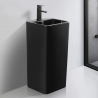Lavoar stativ freestanding, Negru Lucios, 40x40x84 cm, cu gaura de baterie, montaj pe podea, ceramica sanitara, Bufon Lavoar stativ freestanding, Negru Lucios, 40x40x84 cm, cu gaura de baterie, montaj pe podea, ceramica sanitara, Bufon
