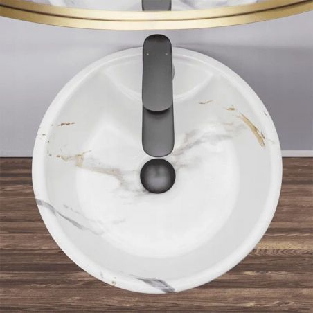 Lavoar stativ Lucia Marble, 40x40x84 cm, montaj pe podea, ceramica sanitara