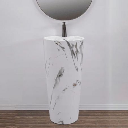 Lavoar stativ Lucia Marble, 40x40x84 cm, montaj pe podea, ceramica sanitara