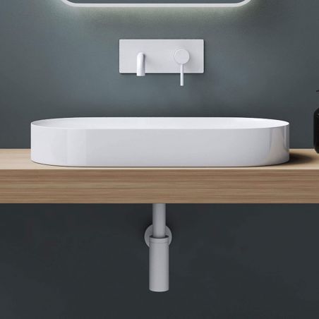 Lavoar EGO 826, Alb Mat, scurgere ascunsa, 71x35.5 cm, compozit marmura, montaj pe blat