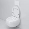 Vas wc, montaj suspendat, Rimless, Alb Lucios, 47x45 cm, ceramica santiara, capac duroplast cu Soft Close, Roli