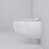 Vas wc, montaj suspendat, Rimless, Alb Lucios, 47x45 cm, ceramica santiara, capac duroplast cu Soft Close, Roli
