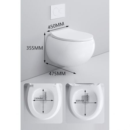 Vas wc, montaj suspendat, Rimless, Negru Mat, Power colour, 47x45 cm, ceramica santiara, capac duroplast cu Soft Close, Roli