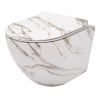 Vas Wc, finisaj marmura, Rimless, 49x36 cm, montaj suspendat, capac cu Soft-Close, ceramica sanitara, Ben