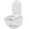 Vas Wc, finisaj marmura, Rimless, 49x36 cm, montaj suspendat, capac cu Soft-Close, ceramica sanitara, Ben