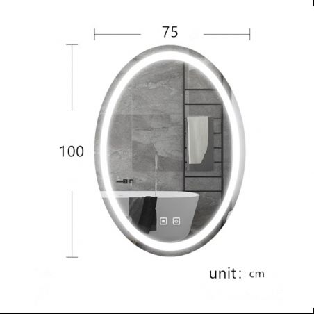 Oglinda Led, Dezaburire si Buton Touch, 3 Culori, Intensitate reglabila, dimensiuni 50-75x70-100 cm, Fiesta