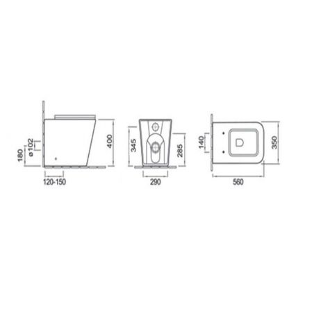 Vas wc Alfonso Rimless montaj pe podea, capac slim, 56x35 cm, Alb, ceramica sanitara