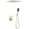 Sistem dus, dus tip ploaie si cascada cu montaj incastrat in tavan, Auriu Mat, baterie incastrata cu termostat, Amigo