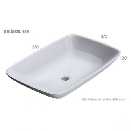 Lavoar EGO-159, ceramica sanitara, culoare Alb lucios , montaj pe blat sau suspendat, 58x37 cm