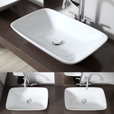 Lavoar EGO-159, ceramica sanitara, culoare Alb lucios , montaj pe blat sau suspendat, 58x37 cm