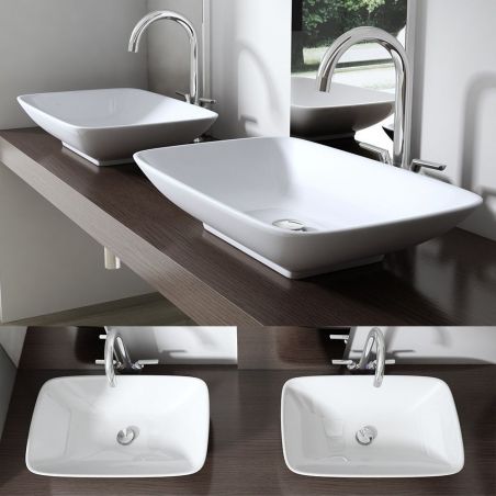 Lavoar EGO-159, ceramica sanitara, culoare Alb lucios , montaj pe blat sau suspendat, 58x37 cm