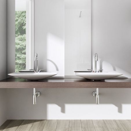 Lavoar EGO 805, Alb, lucios, 60x38 cm, montaj pe blat, compozit de marmura