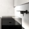 Baterie lavoar tip cascada, negru mat,  incastrat in perete, alama, monocomanda, Fantezia