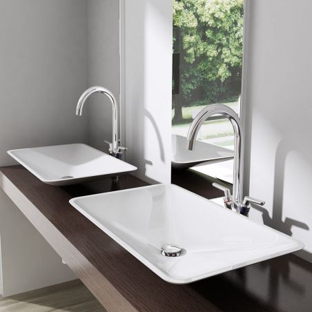 Lavoar EGO 805, Alb, lucios, 60x38 cm, montaj pe blat, compozit de marmura