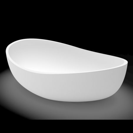 Cada de baie, freestanding, compozit mineral,  ventil alb inclus, Alb Lucios, 180x109 cm, Lirio