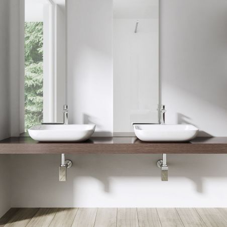 Lavoar EGO 811, Alb, lucios, 47 sau 60x41 cm, compozit de marmura, montaj pe blat sau suspendat, cu gaura baterie