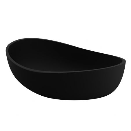 Cada de baie, freestanding, compozit mineral,  ventil negru inclus, Negru Mat, 180x109 cm, Lirio