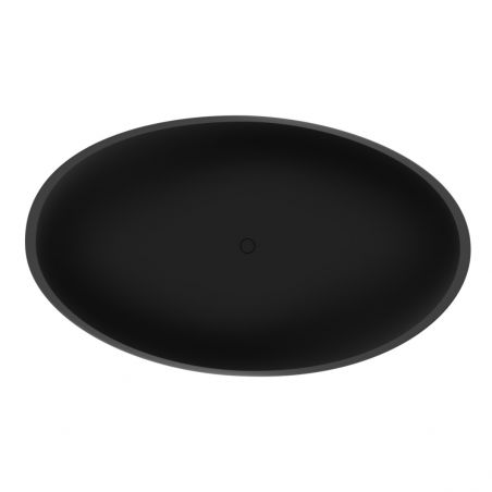Cada de baie, freestanding, compozit mineral,  ventil negru inclus, Negru Mat, 180x109 cm, Lirio