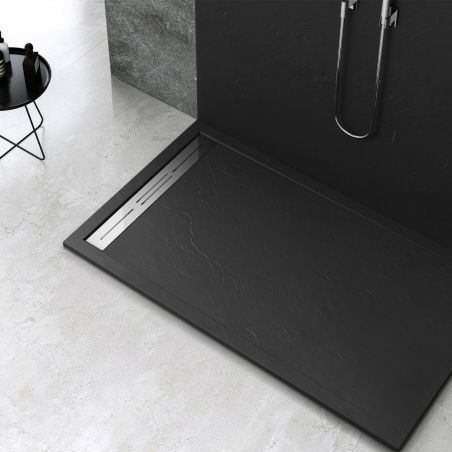 Cadita de dus, compozit mineral, dimensiuni 120x90 cm, inaltime 2.8 cm, decupabila, Negru, Gonzalo