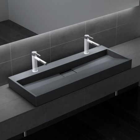 Lavoar EGO19, Antracit mat, 120 cm, compozit marmura, montaj suspendat sau pe blat
