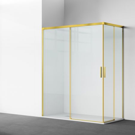 Cabina dus, 2 Usi Glisante, sticla securizata de 6 mm, 80-100 x 80-100 cm, profil Auriu mat, Medea