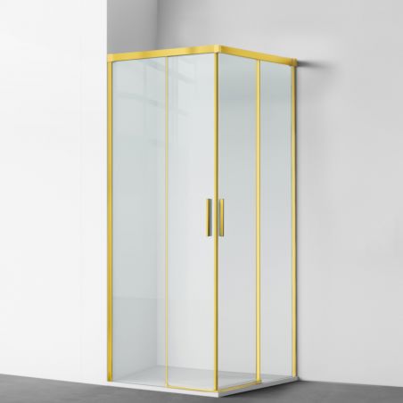 Cabina dus, 2 Usi Glisante, sticla securizata de 6 mm, 80-100 x 80-100 cm, profil Auriu mat, Medea