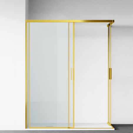Cabina dus, 2 Usi Glisante, sticla securizata de 6 mm, 80-100 x 80-100 cm, profil Auriu mat, Medea