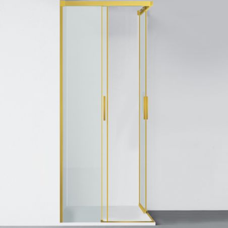 Cabina dus, 2 Usi Glisante, sticla securizata de 6 mm, 80-100 x 80-100 cm, profil Auriu mat, Medea