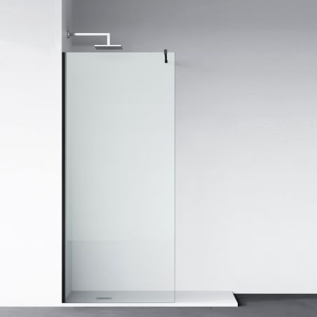 Perete dus Walk-In Ultra-Slim, sticla securizata de 8 mm, dimensiuni 80-120x200 cm, profile negru mat, Nano Easy Clean, Matia