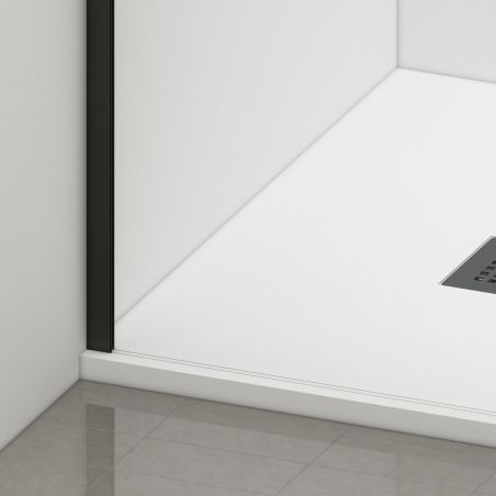 Perete dus Walk-In Ultra-Slim, sticla securizata de 8 mm, dimensiuni 80-120x200 cm, profile negru mat, Nano Easy Clean, Matia