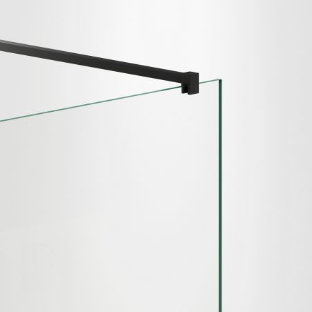 Perete dus Walk-In Ultra-Slim, sticla securizata de 8 mm, dimensiuni 80-120x200 cm, profile negru mat, Nano Easy Clean, Matia