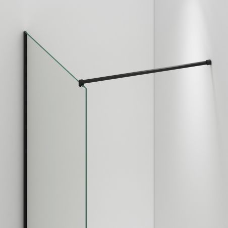 Perete dus Walk-In Ultra-Slim, sticla securizata de 8 mm, dimensiuni 80-120x200 cm, profile negru mat, Nano Easy Clean, Matia