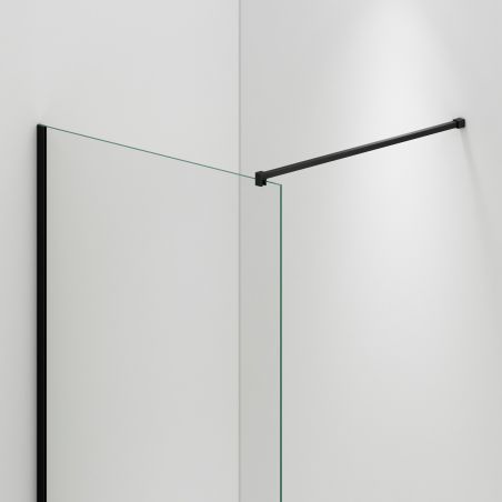 Perete dus Walk-In Ultra-Slim, sticla securizata de 8 mm, dimensiuni 80-120x200 cm, profile negru mat, Nano Easy Clean, Matia