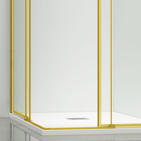 Cabina dus, 2 Usi Glisante, sticla securizata de 6 mm, 80-100 x 80-100 cm, profil Auriu mat, Medea