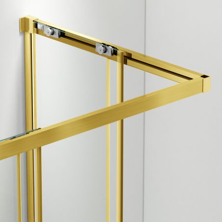 Cabina dus, 2 Usi Glisante, sticla securizata de 6 mm, 80-100 x 80-100 cm, profil Auriu mat, Medea