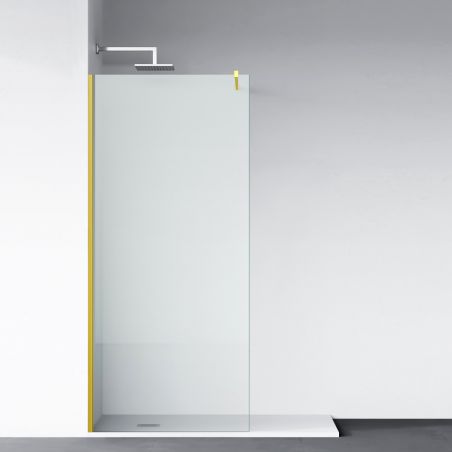 Perete dus Walk-In Ultra-Slim, sticla securizata de 8 mm, dimensiuni 80-120x200 cm, profile auriu mat, Nano Easy Clean, Matia