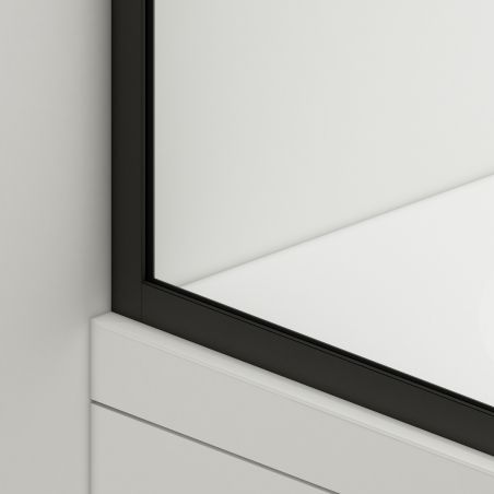 Paravan cada, fix, transparent, profile Negru Mat, sticla securizata 8 mm, 80-90x150 cm , Nora