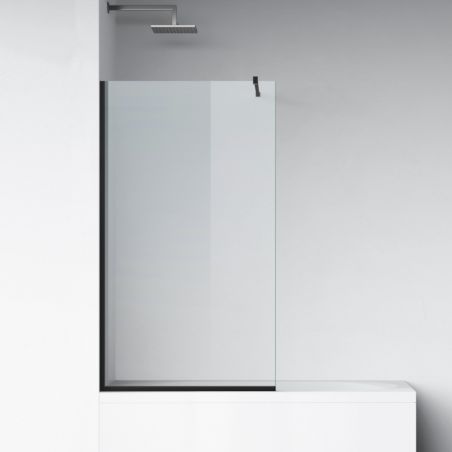 Paravan cada, fix, transparent, profile Negru Mat, sticla securizata 8 mm, 80-90x150 cm , Nora