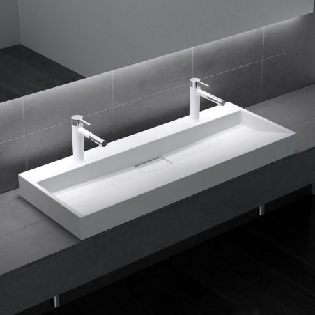 Lavoar EGO19, Alb mat, 120 cm, compozit marmura, montaj suspendat sau pe blat