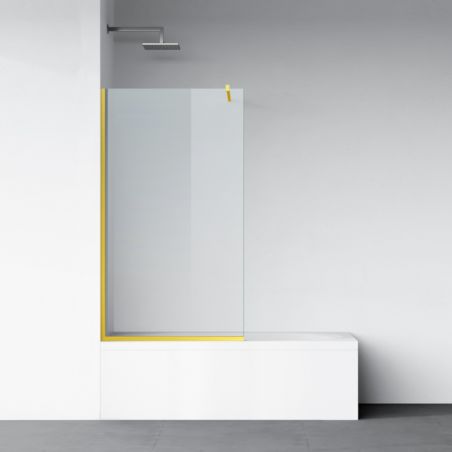 Paravan cada, fix, transparent, profile Auriu Mat, sticla securizata 8 mm, 80-90x150 cm , Nora