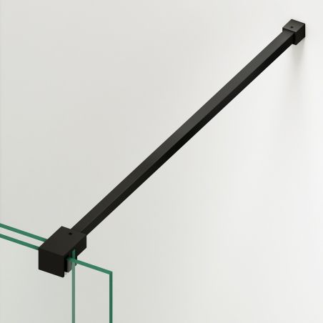 Perete dus Walk-In, sticla securizata de 6 mm, 2 elemente, glisant, dimensiuni 100-120x200 cm,  Negru Mat, Benito