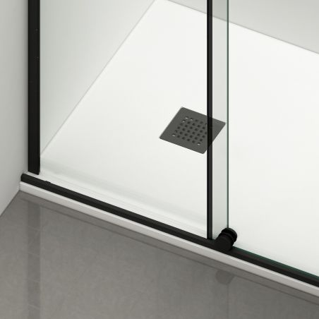 Perete dus Walk-In, sticla securizata de 6 mm, 2 elemente, glisant, dimensiuni 100-120x200 cm,  Negru Mat, Benito